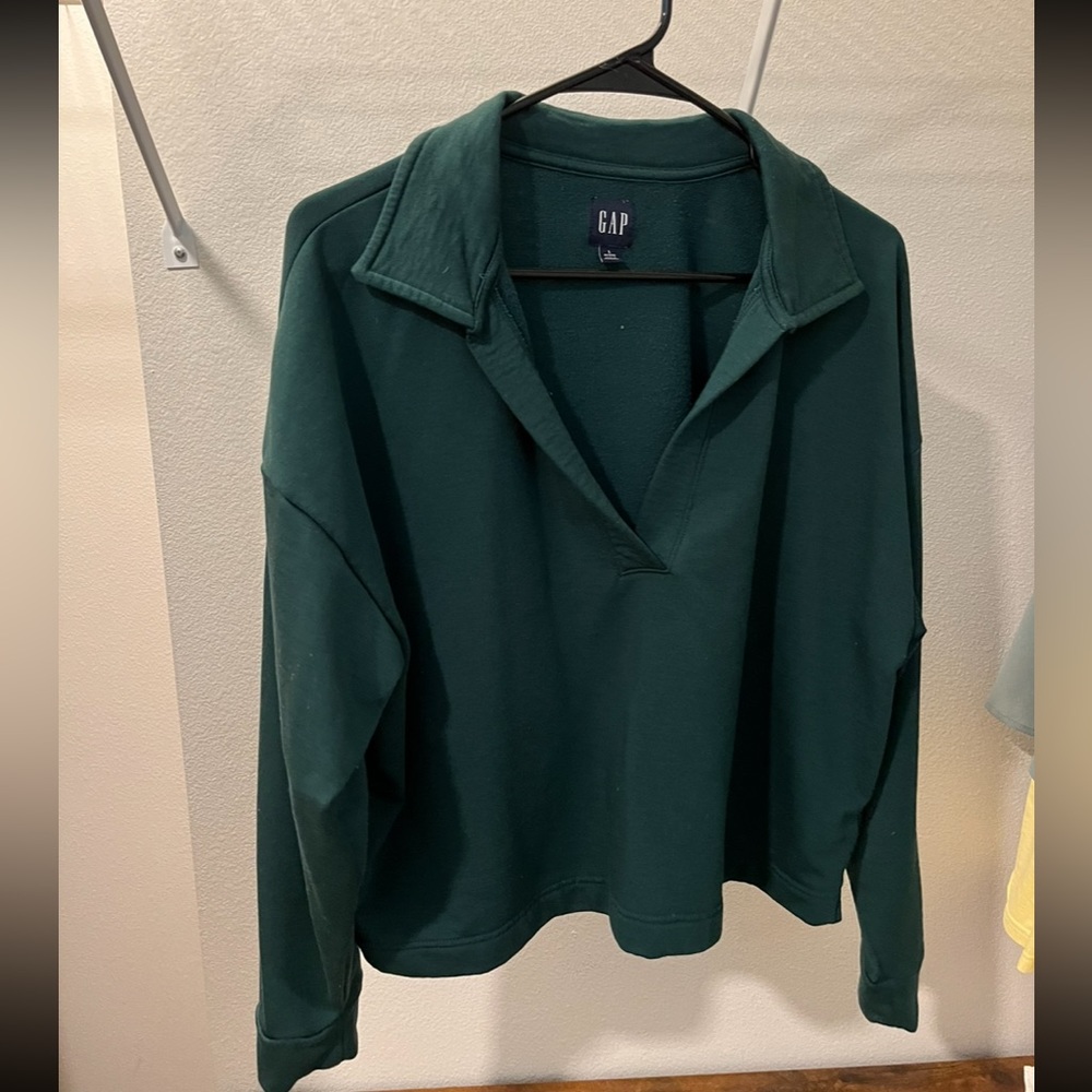 Hunter Green Gap Cloud Light Polo Sweater - Size L
